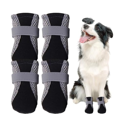4 Wanderschuhe für Hunde, leichte Netz-Schuhe für Hunde, Pfotenschutz für Haustiere, wasserdichte Sandalen für Haustiere, für Spaziergänge im Freien, Laufen und Reisen 4 Wanderschuhe für Hunde, leichte Netz-Schuhe für Hunde, Pfotenschutz für Haustiere, wasserdichte Sandalen für Haustiere, für Spaziergänge im Freien, Laufen und Reisen von Xinhuju