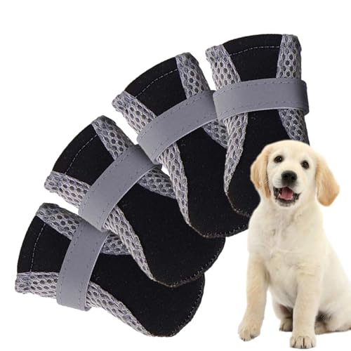 4 x Hundeschuhe – leichte Mesh-Hundeschuhe, Sommer-Haustierpfotenschutz, wasserdichte Haustier-Sandalen für Spaziergänge, und Sommer-Wanderausflüge, atmungsaktiv, rutschfeste Schuhe für Hunde 4 x Hundeschuhe – leichte Mesh-Hundeschuhe, Sommer-Haustierpfotenschutz, wasserdichte Haustier-Sandalen für Spaziergänge, und Sommer-Wanderausflüge, atmungsaktiv, rutschfeste Schuhe für Hunde von Xinhuju