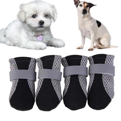 4 x Hundeschuhe – leichte Mesh-Hundeschuhe, Sommer-Haustierpfotenschutz, wasserdichte Haustier-Sandalen für Spaziergänge, und Sommer-Wanderausflüge, atmungsaktiv, rutschfeste Schuhe für Hunde 4 x Hundeschuhe – leichte Mesh-Hundeschuhe, Sommer-Haustierpfotenschutz, wasserdichte Haustier-Sandalen für Spaziergänge, und Sommer-Wanderausflüge, atmungsaktiv, rutschfeste Schuhe für Hunde von Xinhuju