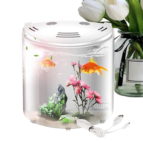Aquarium – Transparentes Büro-Aquarium mit Wasserpumpe für ökologische Lebensräume | Acryltank für Schnecken, Krebse, Goldfische, Seesterne, Meeresaffen, Aquatwohnung von Xinhuju