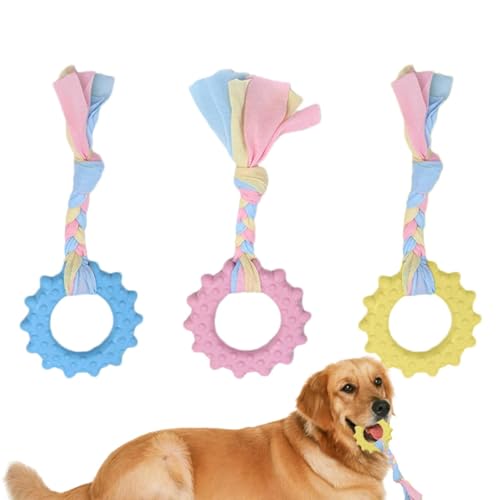Beißspielzeug für kleine Hunde, Kauspielzeug für Welpen – 3 Stück Kauspielzeug für Hunde zum Zahnen, wiederverwendbarer Ball mit Seil-Hundespielzeug, Beißring für Hunde Beißspielzeug für kleine Hunde, Kauspielzeug für Welpen – 3 Stück Kauspielzeug für Hunde zum Zahnen, wiederverwendbarer Ball mit Seil-Hundespielzeug, Beißring für Hunde von Xinhuju