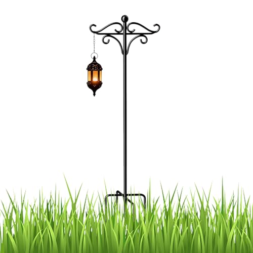 Gartenhaken für Vogelhäuschen,Doppelte Schäferhaken Vogelhäuschen,Gartenhaken Hirtenhaken | Verstellbarer, robuster Eisenhaken mit 5-Zinken-Basis, dekorativer Terrassenregal-Doppelhaken den Au von Xinhuju