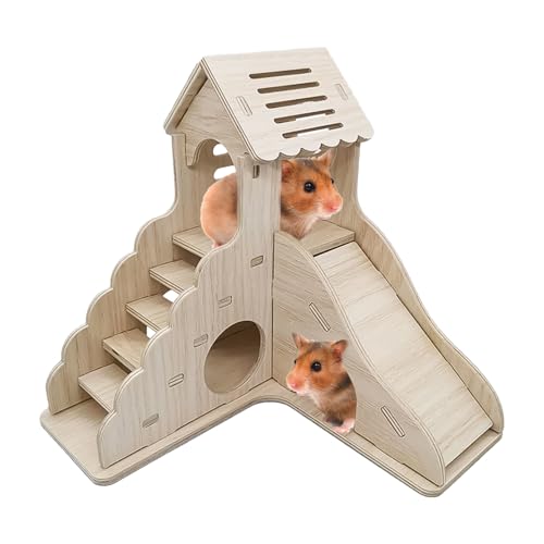Hamsterhäuser und Verstecke – Mehrstufige Nagerunterkunft Struktur, Haustier-Lebensraum Zuhause | Kompakte Holzhütte mit Rutsche und Stufen für kleine Tiere, kuscheliges Hamster-Hütte und Hamsterhäuser und Verstecke – Mehrstufige Nagerunterkunft Struktur, Haustier-Lebensraum Zuhause | Kompakte Holzhütte mit Rutsche und Stufen für kleine Tiere, kuscheliges Hamster-Hütte und von Xinhuju