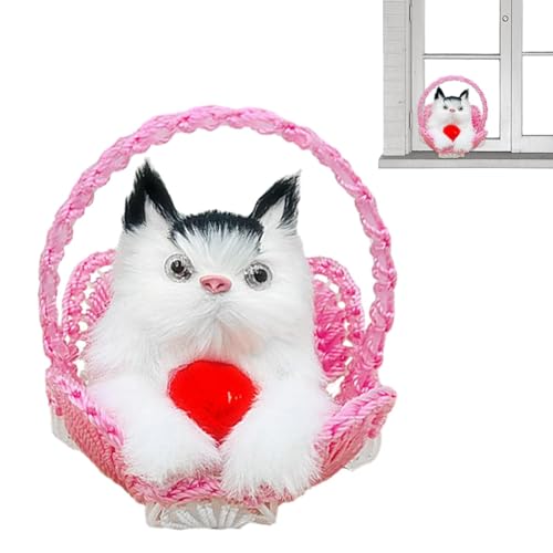 Kätzchen-Spielzeugpuppe, realistische Fellkatze, Puppenspielzeug für schlafende Katze im Korb, realistisches Plüschspielzeug für flauschige Katze, Kätzchen in einem gewebten Korb, in einem Korb Kätzchen-Spielzeugpuppe, realistische Fellkatze, Puppenspielzeug für schlafende Katze im Korb, realistisches Plüschspielzeug für flauschige Katze, Kätzchen in einem gewebten Korb, in einem Korb von Xinhuju
