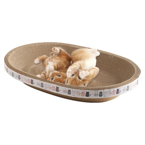 Katzenkratzer Schüsselbett - Ovales Wellblech -Papppolster, langlebiges Klauenschleifspielzeug | Wear-resistente Kratzplatte für den Innengebrauch, bequemer Katzensvorhänge für Sofa-Bodenmatratze von Xinhuju