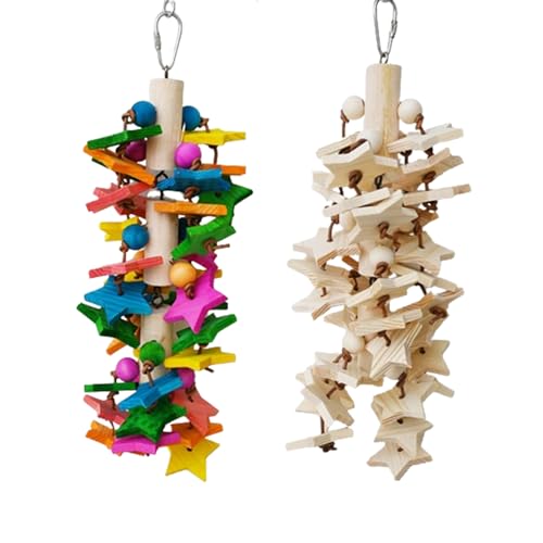 Papageienkauspielzeug - Hangable Natural Wood Anhänger, Käfigzubehör | Multifunktionales Spielspielzeug, Metallhakenbefestigung, dekoratives Entspannungsspielzeug für Ara, Cockatiel, Conure, kleine un von Xinhuju