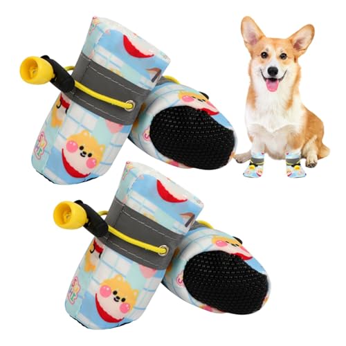 Schneeschuhe für Hunde, Welpenstiefel, Schneestiefel für Hunde, 4 x Schneestiefel mit Kordelzug, leicht und schmutzabweisend, mit Cartoon-Tiermustern und Co-Designs Schneeschuhe für Hunde, Welpenstiefel, Schneestiefel für Hunde, 4 x Schneestiefel mit Kordelzug, leicht und schmutzabweisend, mit Cartoon-Tiermustern und Co-Designs von Xinhuju