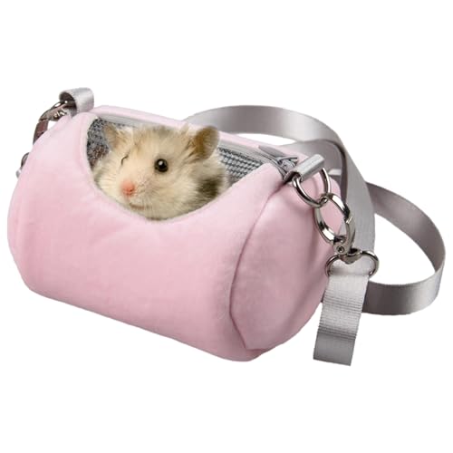 Tragbare Tiertragetasche | Warmer Plüsch Hamsterrucksack | Kleintier-Transportholz mit Netzfenster, Eidechse, Vogel, Kaninchen-Transporter, Außen-Transp-Käfig von Xinhuju