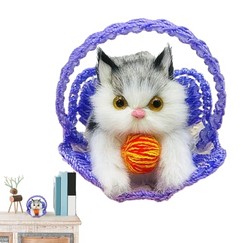 Xinhuju Katzenspielzeug im Korb, Kätzchenspielzeug, Katzenspielzeug für schlafende Katze im Korb – realistisches Plüschspielzeug für flauschige Katzen, Kätzchen im gewebten Korb, schlafende Katze in Xinhuju Katzenspielzeug im Korb, Kätzchenspielzeug, Katzenspielzeug für schlafende Katze im Korb – realistisches Plüschspielzeug für flauschige Katzen, Kätzchen im gewebten Korb, schlafende Katze in von Xinhuju