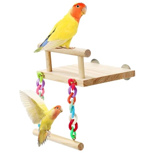 Xinhuju Papageienschaukel | Sitzstangenhalter aus Holz für Vögel – buntes Spielzeug für Papageien, Tiger, Kanarienvögel, Unzertrennlich, platzsparender Ständer mit Schrauben für Nymphensittiche von Xinhuju