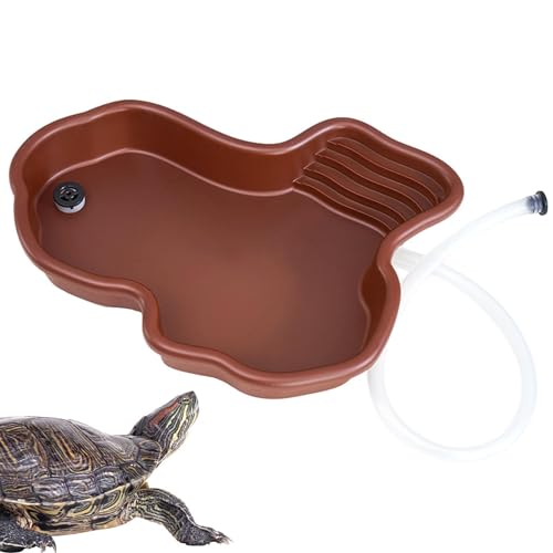 Xinhuju Reptilien-Wasserschale – Schildkrötenbecken, Reptilien-Sonnenplattform | Große Reptilien-Futterschale mit Rampe, Reptilien-Badewanne für den Hinterhofbalkon von Xinhuju