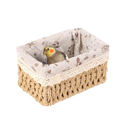 Xinhuju Vogelbett-Hängematte, Papageienhaus, Vogelbett, Kleintierbett, Vogelkäfig-Zubehör, handgefertigtes gewebtes Vogelnest, Brutnest für Kleintiere von Xinhuju