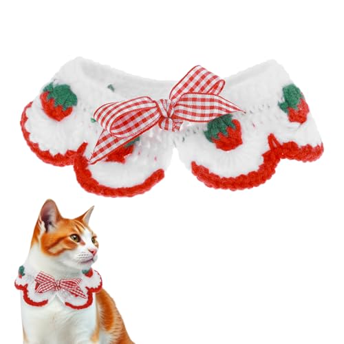 1 x Erdbeer-Hundehalsband, niedliche Katze, Erdbeere, gehäkelt, Haustier-Schal, gestrickt, Kätzchen, handgefertigt, Stricken, Breakaway, Kätzchen-Halsbänder, verstellbar, gestrickt, Katzenhalsbänder 1 x Erdbeer-Hundehalsband, niedliche Katze, Erdbeere, gehäkelt, Haustier-Schal, gestrickt, Kätzchen, handgefertigt, Stricken, Breakaway, Kätzchen-Halsbänder, verstellbar, gestrickt, Katzenhalsbänder von Xinjoduz