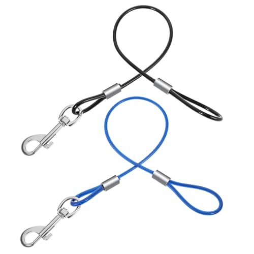 2 Stück Hausleine für Hunde, Bissfeste Hundeleine Verlängerungsseil Schwarz Blau Leine Hundekette Kausichere Hundeleinen für Welpen Kleine Mittelgroße Große Hunde (15 inch/40 cm) von Xinjoduz