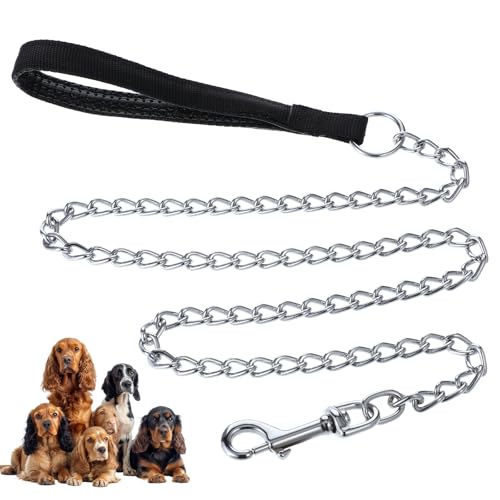 Hundekette, kaufeste Hundeleine, große Hundeleine, strapazierfähig, Metall-Leine mit weichem Griff für große und mittelgroße Haustiere, zum Spazierengehen, Training und Reisen (1,2 m x 3,0 mm, schwarz Hundekette, kaufeste Hundeleine, große Hundeleine, strapazierfähig, Metall-Leine mit weichem Griff für große und mittelgroße Haustiere, zum Spazierengehen, Training und Reisen (1,2 m x 3,0 mm, schwarz von Xinjoduz