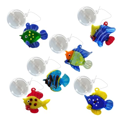 Set Von 6 Künstlerischen Glashängefischen Mit Blasenfenster Charm Aquarium Float Dekoration Für Zuhause Und Büro von Xinsheinelry