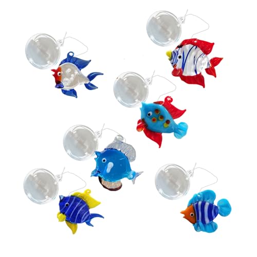 Set Von 6 Künstlerischen Glashängefischen Mit Blasenfenster Charm Aquarium Float Dekoration Für Zuhause Und Büro von Xinsheinelry
