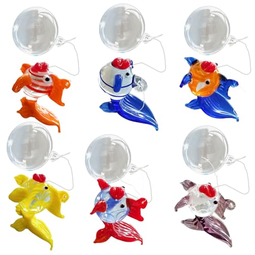 Set Von 6 Künstlerischen Glashängefischen Mit Blasenfenster Charm Aquarium Float Dekoration Für Zuhause Und Büro von Xinsheinelry