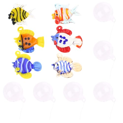 Set Von 6 Künstlerischen Glashängefischen Mit Blasenfenster Charm Aquarium Float Dekoration Für Zuhause Und Büro von Xinsheinelry