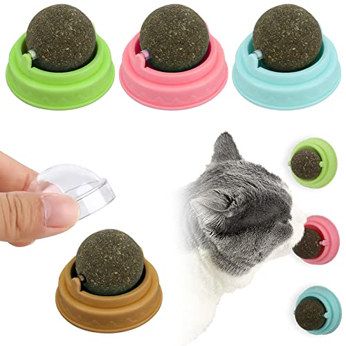 Xinstroe 4 Stück Katzenminze Balls Spielzeug für Katze, Drehbare Katzenminze Ball Katzenminze Bälle Wand Catnip Balls Toys für Katze von Xinstroe