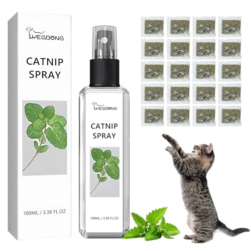 Xionghonglong Katzenminze Spray,mit 20 Pcs Katzenminze,100% natürlich ohne Zusatzstoffe, Catnip Spray,Katzenfreude-Spray,für Katzen und Kätzchen, 100 ml(3.38 Oz) von Xionghonglong