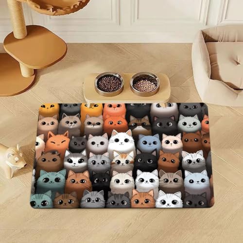 Futtermatte für Haustiere, Tischset für Katzen Hunde,Pet Teppich,Spritzwassergeschützt,Saugfähig,Leicht zu Reinigen,Waschbar,Kieselgur,Wassernapfmatte für Cat Dog (Muster 1,60x90 cm) von Xisnuient