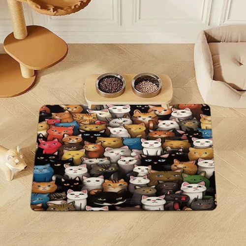 Futtermatte für Haustiere, Tischset für Katzen Hunde,Pet Teppich,Spritzwassergeschützt,Saugfähig,Leicht zu Reinigen,Waschbar,Kieselgur,Wassernapfmatte für Cat Dog (Muster 2,40x60 cm) von Xisnuient