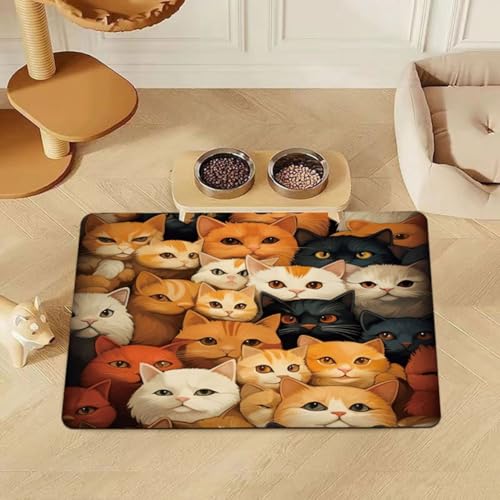 Futtermatte für Haustiere, Tischset für Katzen Hunde,Pet Teppich,Spritzwassergeschützt,Saugfähig,Leicht zu Reinigen,Waschbar,Kieselgur,Wassernapfmatte für Cat Dog (Muster 3,50x80 cm) von Xisnuient