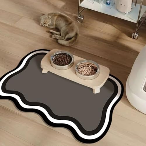 Futtermatte für Haustiere Katzen Hunde,Saugfähig,Schnell Trocknend,Keine Flecken,Platzset für Haustiere,Trinkbrunnenmatte,Haustierbedarf,Badezimmer Teppich, Leicht zu Reinigen (Grau,50x80 cm) von Xisnuient