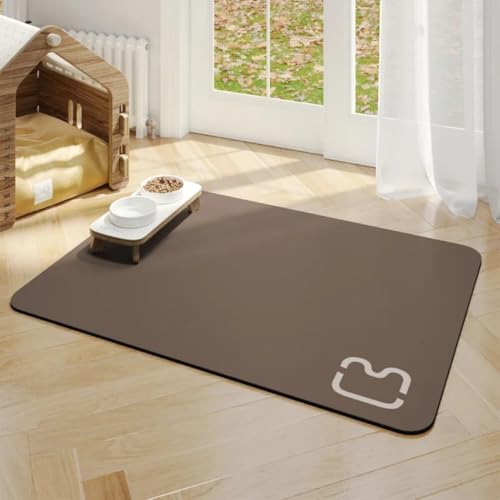Futterunterlagen für Haustiere,Futternapfunterlage,Hundenapfunterlage,rutschfest,Super saugfähig,Leicht zu reinigen,Waschbare Futtermatten für Hunde Katzen,Haustier Teppich (Kaffee,40x60 cm) von Xisnuient
