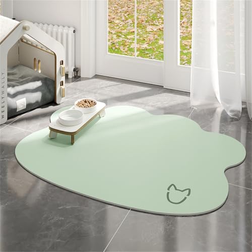 Hunde- Und Katzennapfmatte Fressnapf Unterlage wasserdichte Und Napfunterlage Pet Feeding Mat Haustier-Futtermatte rutschfeste Matte FüR Spender Placemats Pet Carpet Cat Dog (Light Green,45x60 cm) von Xisnuient