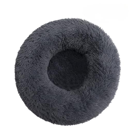 Hundebett Flauschig Katzenbett Donut Kissen Weich Und Bequem Waschbar Langer Plüsch Welpe Kätzchen Cuddler Runde Bett Anti-Rutsch-Boden Hundebetten Geschenk Für Kleine Hunde Und Katzen (40cm,Grey) von Xisnuient