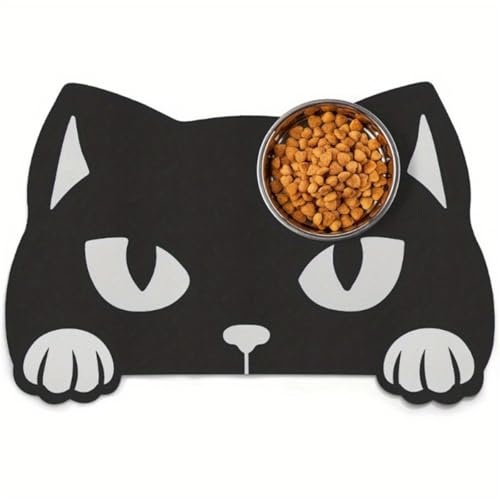 Xisnuient Napfunterlage Hund Katzen Futternapf Katze Hund Matte rutschfest Hundenapf Unterlage Super SaugfäHige Schnelltrocknend Futtermatten FüR Haustier Futtermatte Haustierteppich (50x80cm,Katzen) von Xisnuient