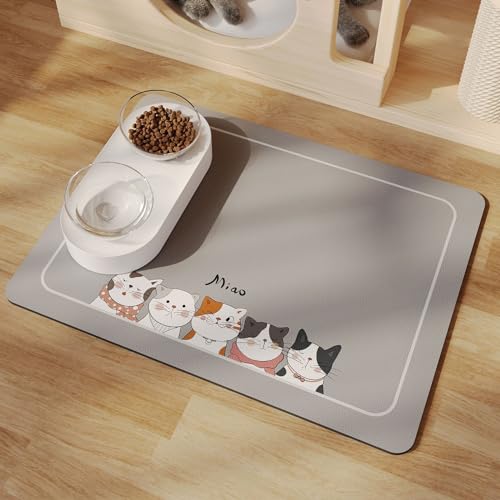 Napfunterlage Hund Katzen Futternapf Unterlage Rutschfeste Hundenapf Unterlage Katzennapf Fressnapf Futtermatte Katzenmatte Futter Matte Katzenfutter Katzenstreu-Matte Pet Mat (35x50 cm,Farbe 1) von Xisnuient