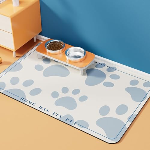 Xisnuient Napfunterlage Hunde Katzen Futternapf Unterlage wasserdichte Haustier Futtermatten rutschfeste Unterlage Katzennapf Fressnapf Futtermatte Matte Haustier-Teppich Pet Carpet (30x40cm,Grau) von Xisnuient