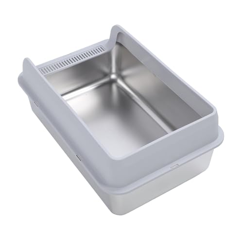 Große Katzentoilette aus Edelstahl, Robuste, Hochseitige Katzentoilette aus Metall mit Katzenstreuschaufel, Verdickte, Auslaufsichere Katzentoilette für Familien mit Mehreren (L Große Katzentoilette aus Edelstahl, Robuste, Hochseitige Katzentoilette aus Metall mit Katzenstreuschaufel, Verdickte, Auslaufsichere Katzentoilette für Familien mit Mehreren (L von Xiuganpo