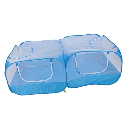 Laufstall für Kleine Tiere, Tragbarer Großer Hühnerstall, Atmungsaktiv, Transparente Netzwände, Haustierkäfigzelt mit Abnehmbarem, 4 Türen mit Reißverschluss, für Welpen, (Blue) von Xiuganpo