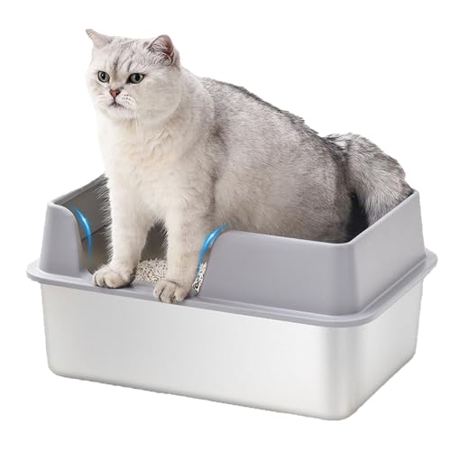 Xiuganpo Extra Großer Edelstahl -Katzenratschachtel, 19,69 X 13,78 X 7,87 Zoll, Absorbiert Niemals Gerüche, Anti -Urin -Leckagen, Einfache Reinigung, Hochseitig für Katzen, Kaninchen, (Kleine Größe von Xiuganpo