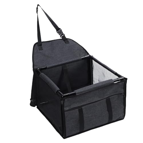 Xiuganpo Klappende Hundauto -Sitz für Kleine Mittelgroße Hunde, Wasserdichtes Klappwagen -Trägerkiste mit Atmungsaktivem Maschen, Tierwagen -Trägerbett für Reisen Roadtrip (Schwarz grau) von Xiuganpo