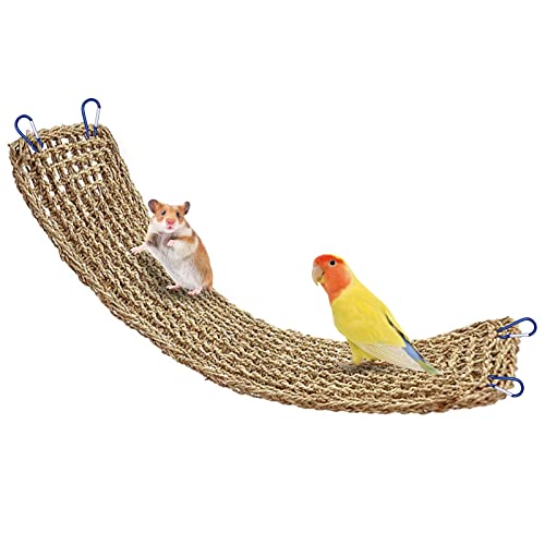 Vogel Seegras Matte mit Haken Reptil Hängematte Handarbeit Gewebt Natürlichem Gewebtes Netz Cage Zubehör Kauspielzeug Haustier Matte 21x5 3 cm von XiyaxiVici