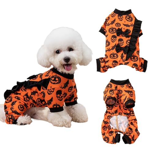 Halloween Kostüm für Katzen und Hunde,vierbeiniges Outfit mit Fledermaus und Totenkopfmustern,perfekt für kleine und mittelgroße Katzenhunde,Hund (S) von Xiyocadt
