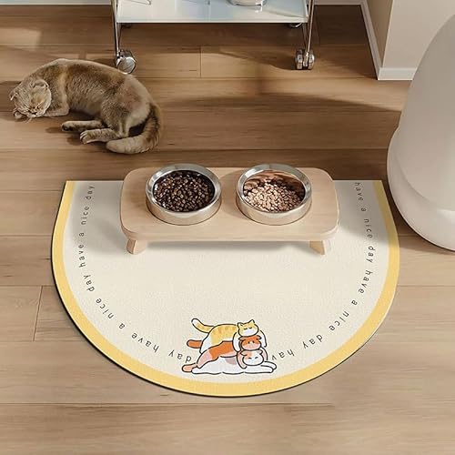 Hundenapf Matte, Hundenapf Unterlage, Napfunterlage Hund & Katze - rutschfeste, wasserabstoßende Futtermatte, schnelltrocknend für Hunde und Katzen (B,30 * 40cm) von Xiyocadt