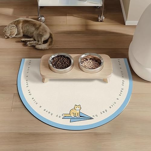 Hundenapf Matte, Hundenapf Unterlage, Napfunterlage Hund & Katze - rutschfeste, wasserabstoßende Futtermatte, schnelltrocknend für Hunde und Katzen (D,60 * 90cm) von Xiyocadt