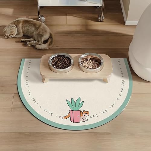 Hundenapf Matte, Hundenapf Unterlage, Napfunterlage Hund & Katze - rutschfeste, wasserabstoßende Futtermatte, schnelltrocknend für Hunde und Katzen (E,50 * 80cm) von Xiyocadt