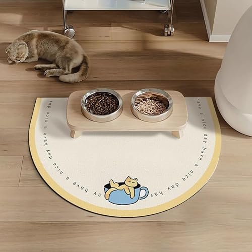 Hundenapf Matte, Hundenapf Unterlage, Napfunterlage Hund & Katze - rutschfeste, wasserabstoßende Futtermatte, schnelltrocknend für Hunde und Katzen (F,50 * 80cm) von Xiyocadt