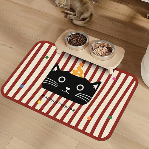 Hundenapf Matte, Hundenapf Unterlage, Napfunterlage Hund & Katze - rutschfeste, wasserabstoßende Futtermatte, schnelltrocknend für Hunde und Katzen (H,50 * 80cm) von Xiyocadt