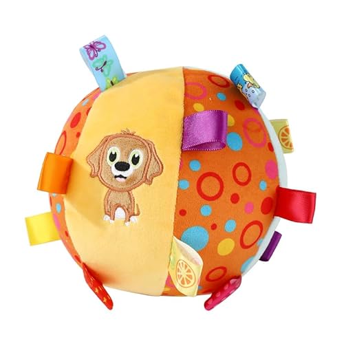 Hundespielzeug Ball, 15cm Dauerhaft Hundefußball mit Griff, Fußball für Hunde,Hundebälle mit Glocke im Inneren für Tug of War, Wasserspielzeug Hunde, Interaktives Hundeball für Outdoor (15 cm,gelber) von Xiyocadt
