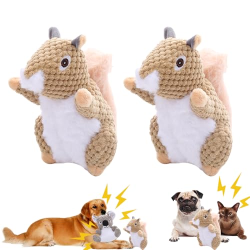 Interaktives Hundespielzeug Quietschend, Hunde Plüschtier Unzerstörbar Für Aggressive Kauer, Koala Kuscheltier Grau Für Hunde, Bissfeste Zähne Lustiges Hundespielzeug Robustes (Eichhörnchen*2) von Xiyocadt