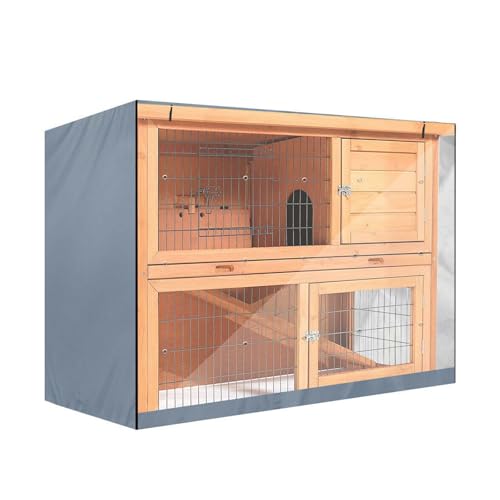 Kaninchenstall Abdeckung, 210D-Oxford-Gewebe wasserdichte Kaninchenkäfig-Staubschutz, doppelschichtig, thermischer Stall, Abdeckung für Kaninchenstall (122x50x105 cm,Grau) von Xiyocadt