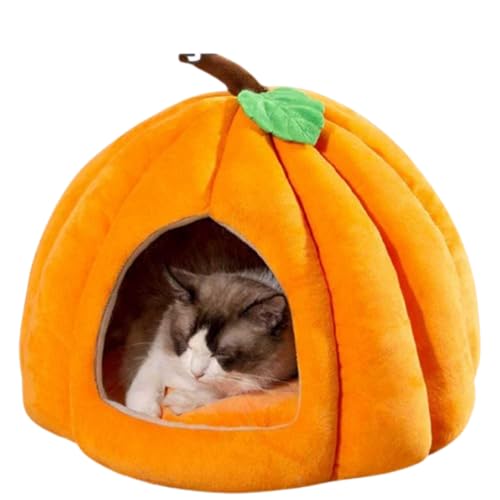 Katzen Haus Caves,Kürbis Katzenbett, Kürbis Katzenhöhle, Halloween Katzenbett, Katzenbetten Katzen Haus Drinnen,Geschlossene Thermische Katzenhaus (Orange,M) von Xiyocadt